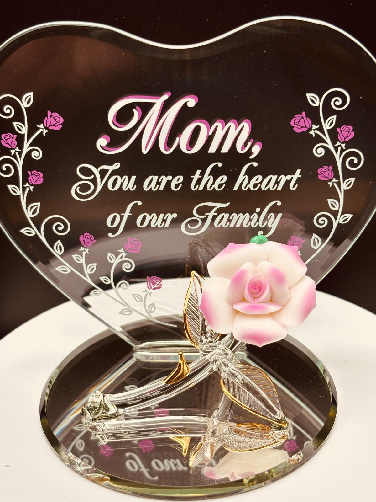 Mom Heart of Our Family Rose Figurine | Handcrafted Mother’s Day Gift