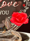 “I Will Always Love You” Red Rose Figurine | Glass Romantic Décor