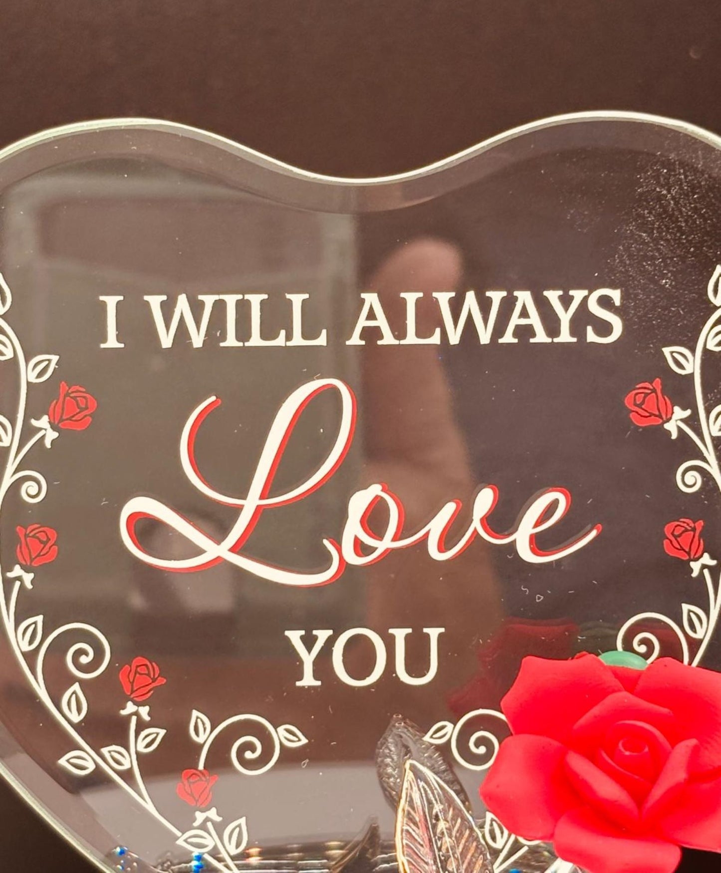 “I Will Always Love You” Red Rose Figurine | Glass Romantic Décor