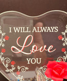 “I Will Always Love You” Red Rose Figurine | Glass Romantic Décor