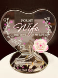“My Wife” Pink Rose Figurine | Glass Romantic Love Gift Décor