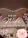 “My Wife” Pink Rose Figurine | Glass Romantic Love Gift Décor