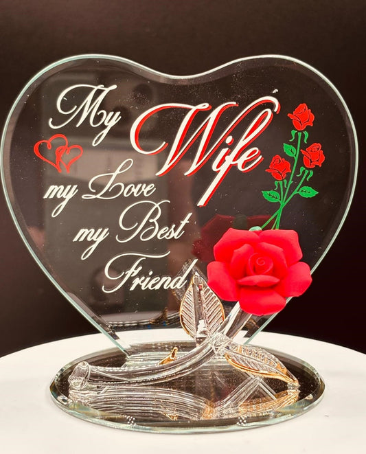 Red porcelain rose glass figurine gift for wife