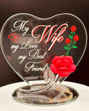 Red porcelain rose glass figurine gift for wife