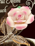 Pink Rose “Wonderful Mom” Figurine | Glass Mom Appreciation Décor