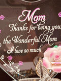 Pink Rose “Wonderful Mom” Figurine | Glass Mom Appreciation Décor