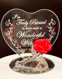 “Truly Blessed” Red Rose Figurine | Wife Appreciation Glass Décor