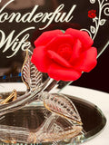 “Truly Blessed” Red Rose Figurine | Wife Appreciation Glass Décor