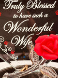 “Truly Blessed” Red Rose Figurine | Wife Appreciation Glass Décor