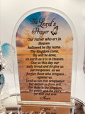 Lord’s Prayer Glass Angel Figurine | Handcrafted Faith Gift with Blue Crystal Heart