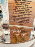 Lord’s Prayer Glass Angel Figurine | Handcrafted Faith Gift with Blue Crystal Heart