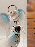 Lord’s Prayer Glass Angel Figurine | Handcrafted Faith Gift with Blue Crystal Heart