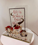 Life is a Journey Glass Motorcycle Figurine Handcrafted Gift