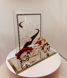 Life is a Journey Glass Motorcycle Figurine Handcrafted Gift