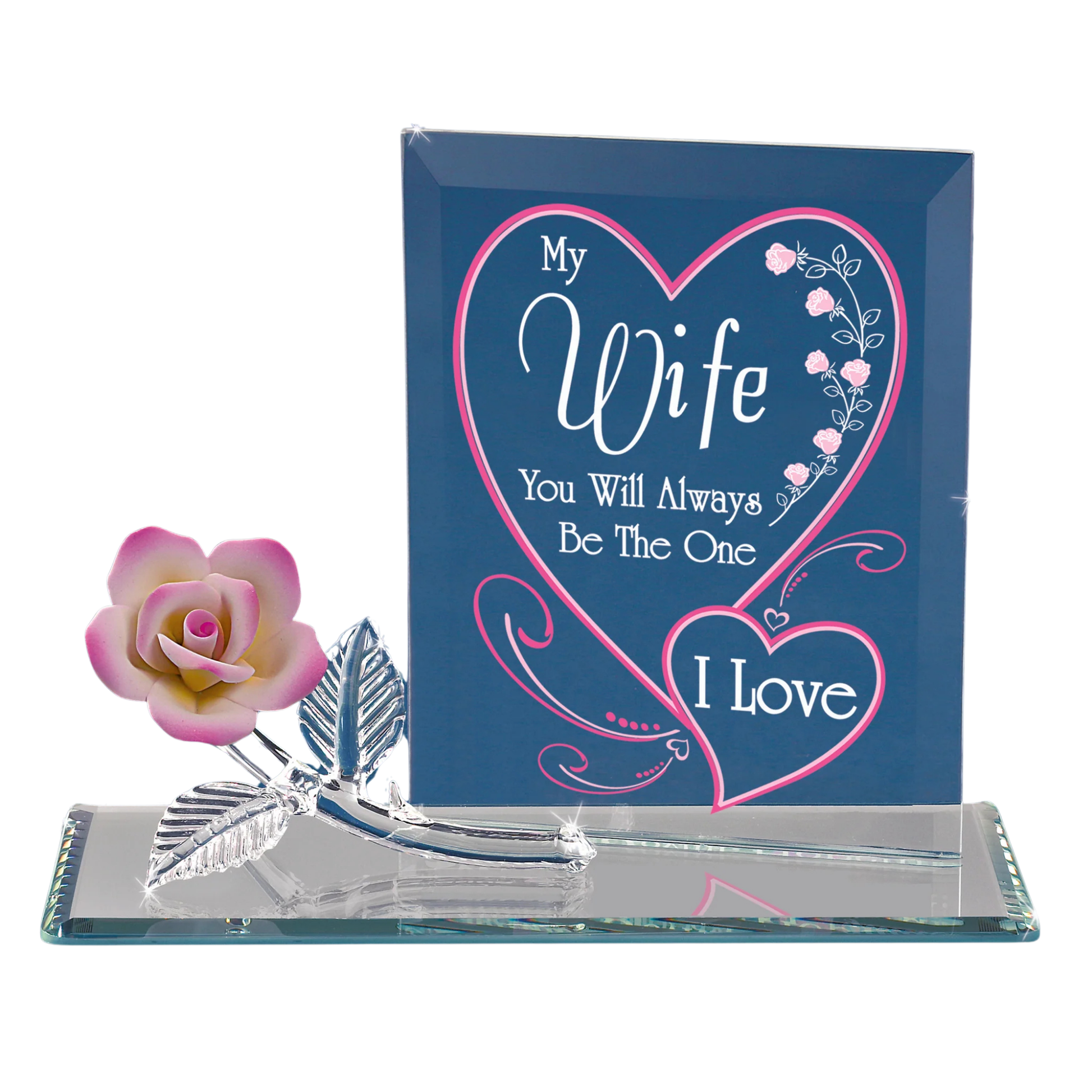 romantic gift for wife glass rose figurine i love you message anniversary gift home decor display