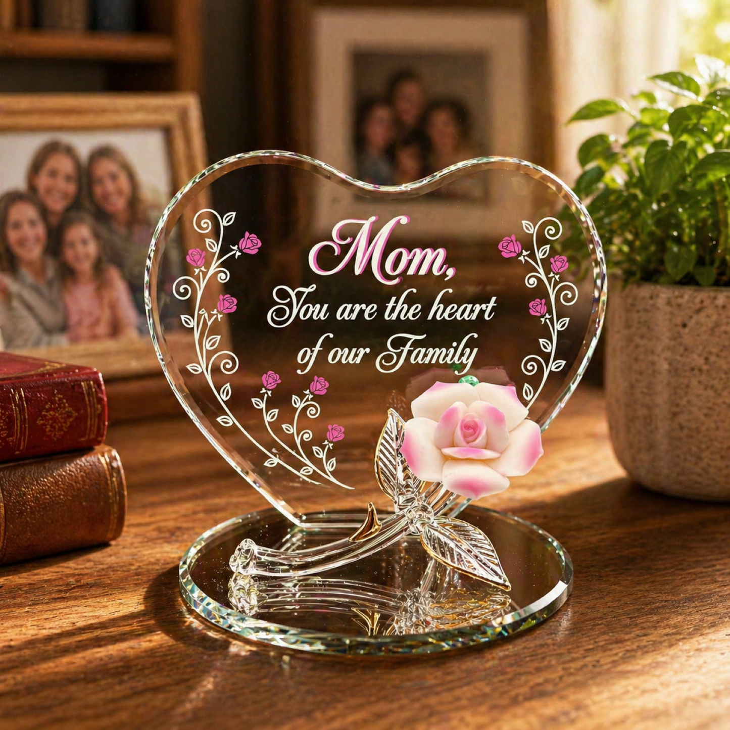 Mom Heart of Our Family Rose Figurine | Handcrafted Mother’s Day Gift
