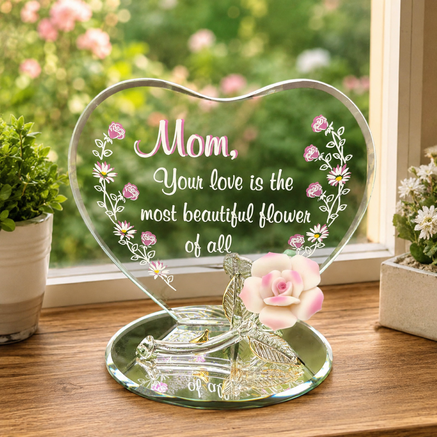 Pink Rose Figurine for Mom | Handcrafted Mother’s Day Gift