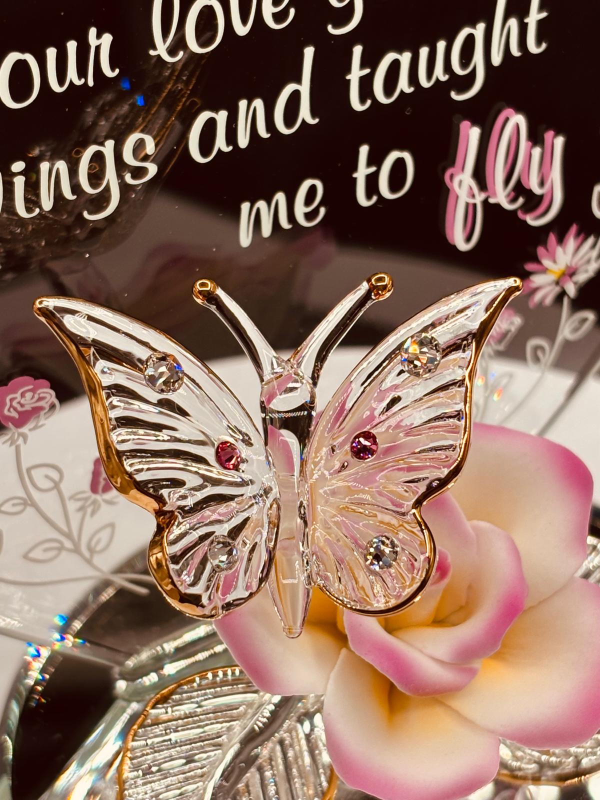 Mom Butterfly and Rose Figurine | Glass Mother’s Day Gift