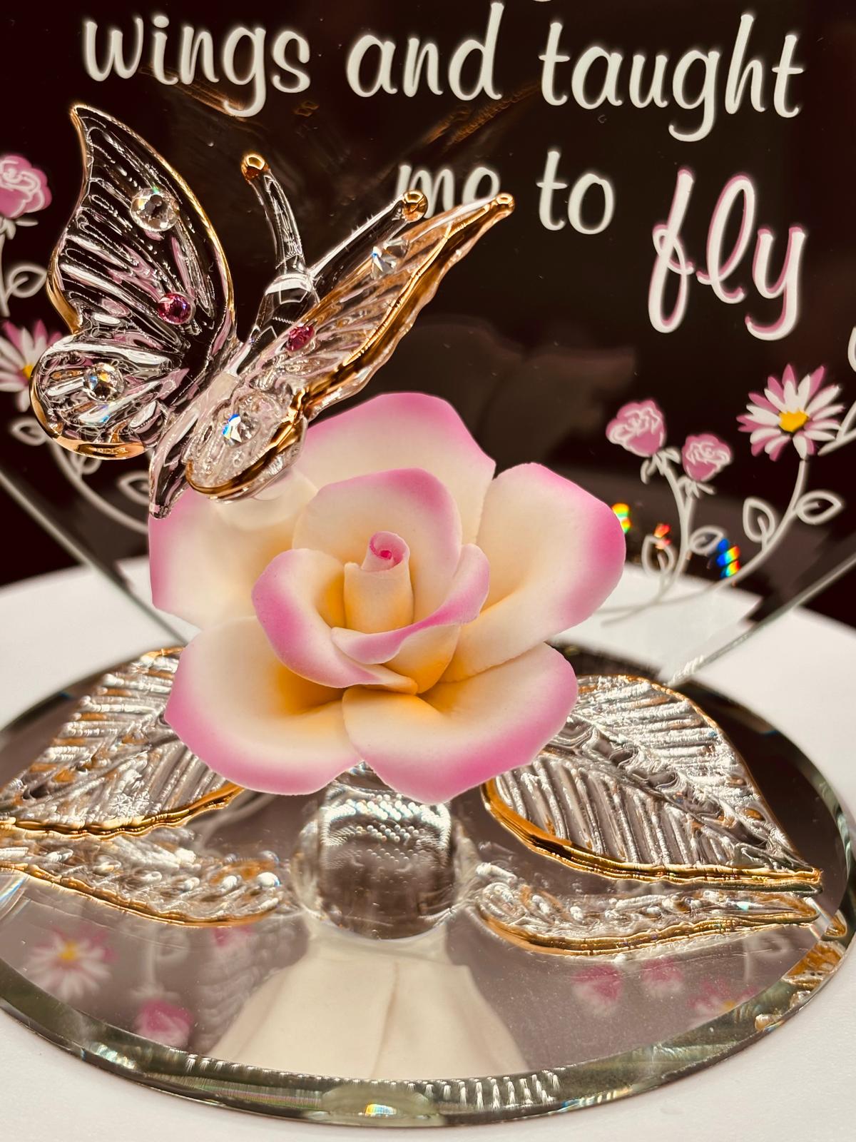 Mom Butterfly and Rose Figurine | Glass Mother’s Day Gift