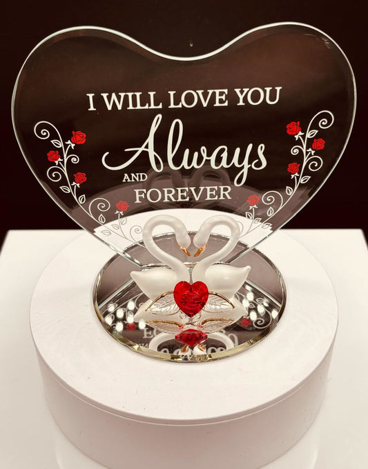 Swans “Always & Forever” Figurine | Glass Romantic Love Gift Décor