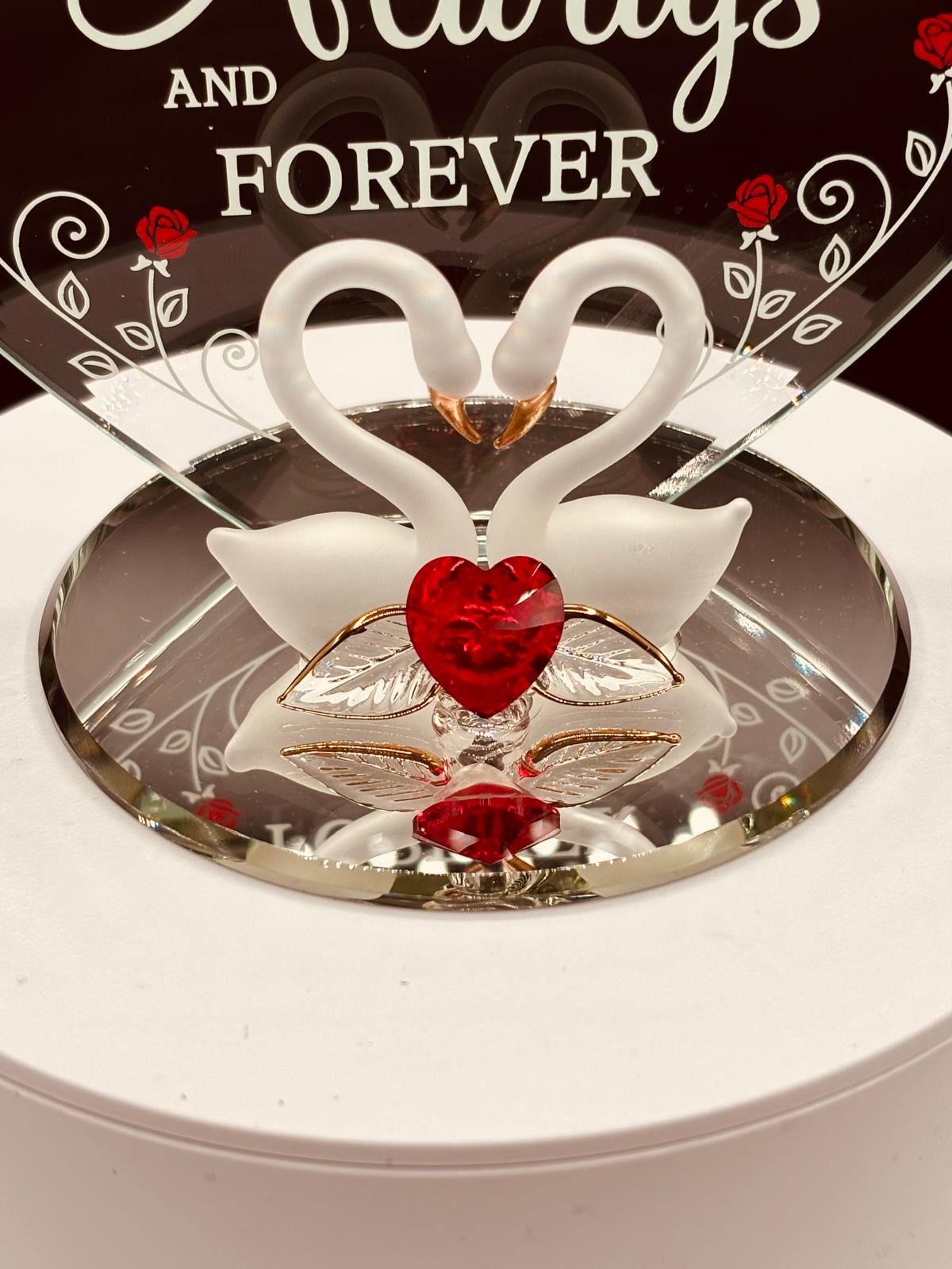 Swans “Always & Forever” Figurine | Glass Romantic Love Gift Décor