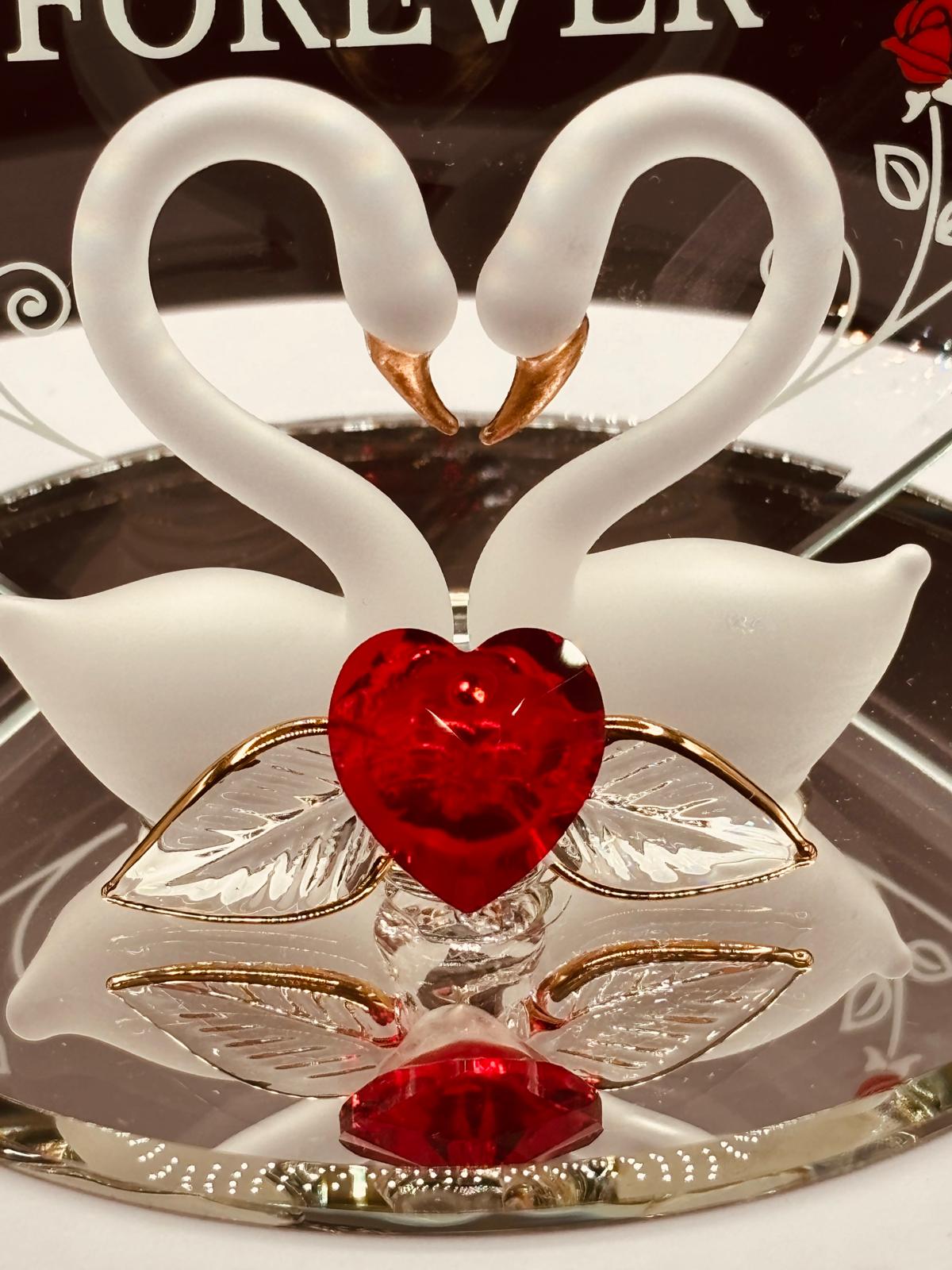 Swans “Always & Forever” Figurine | Glass Romantic Love Gift Décor