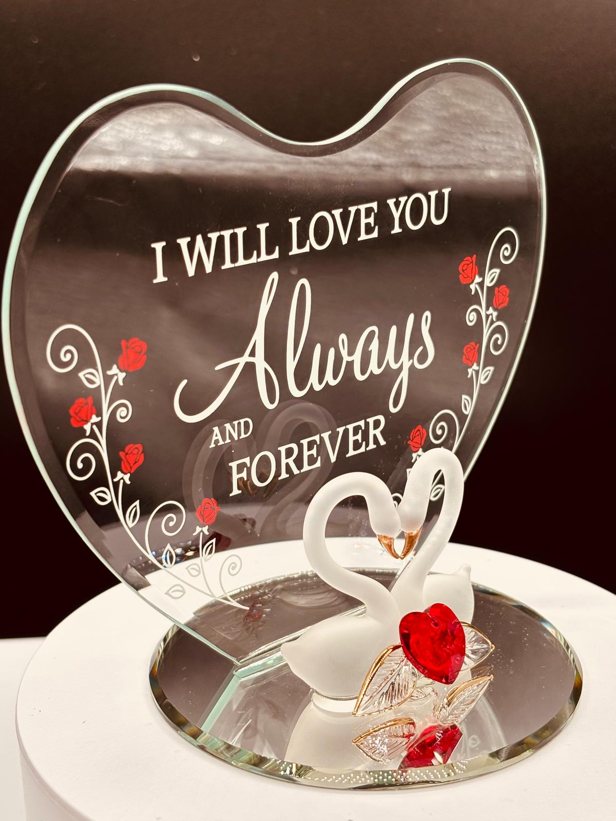 Swans “Always & Forever” Figurine | Glass Romantic Love Gift Décor