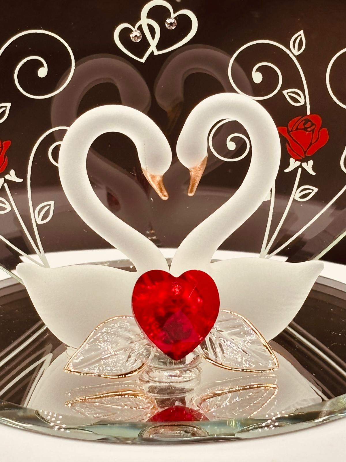 Glass Swan Couple Figurine | Handcrafted Romantic Love Gift for Couples