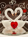 Glass Swan Couple Figurine | Handcrafted Romantic Love Gift for Couples