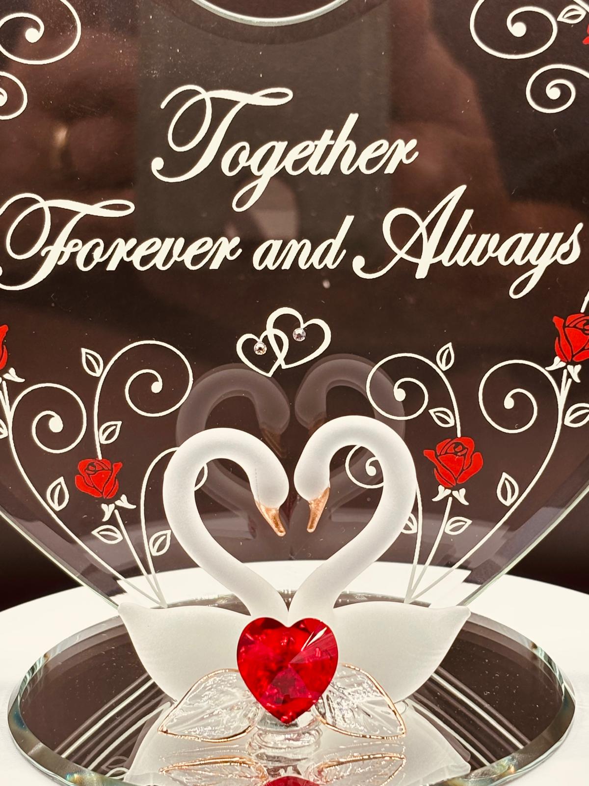 Glass Swan Couple Figurine | Handcrafted Romantic Love Gift for Couples