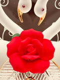 Love of My Life Swans Figurine | Handcrafted Glass Swan Couple with Rose