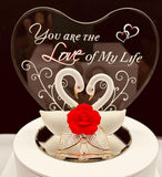 Love of My Life Swans Figurine | Handcrafted Glass Swan Couple with Rose