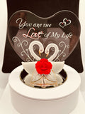 Love of My Life Swans Figurine | Handcrafted Glass Swan Couple with Rose