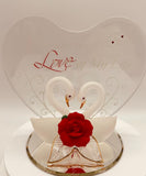 Love of My Life Swans Figurine | Handcrafted Glass Swan Couple with Rose