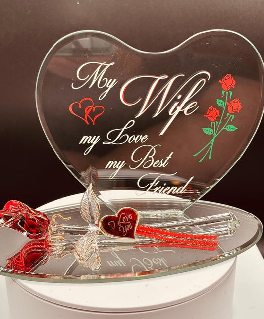 Glass Rose Gift for Wife | Romantic Love Figurine for Anniversary