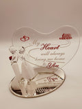 Coming Home Couple Figurine | Handcrafted Glass Romance Decor with Rose and Heart Plate