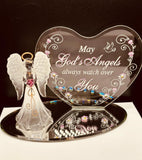 Angel with Heart Backplate Figurine | Inspirational Glass Faith Décor