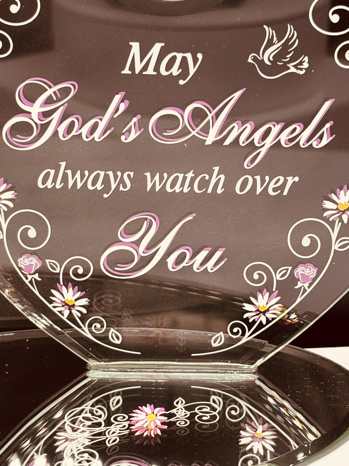 Angel with Heart Backplate Figurine | Inspirational Glass Faith Décor