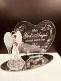 Angel with Heart Backplate Figurine | Inspirational Glass Faith Décor