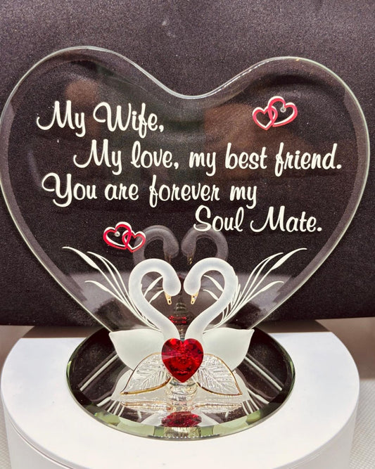 Swan Soul Mate Figurine | Handcrafted Glass Gift for Wife or Anniversary