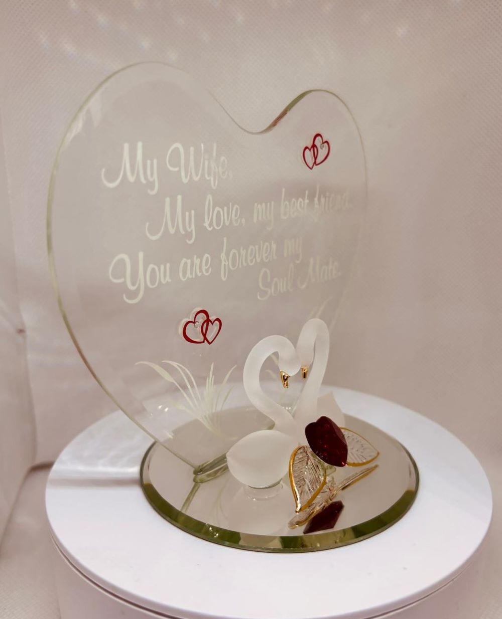 Swan Soul Mate Figurine | Handcrafted Glass Gift for Wife or Anniversary