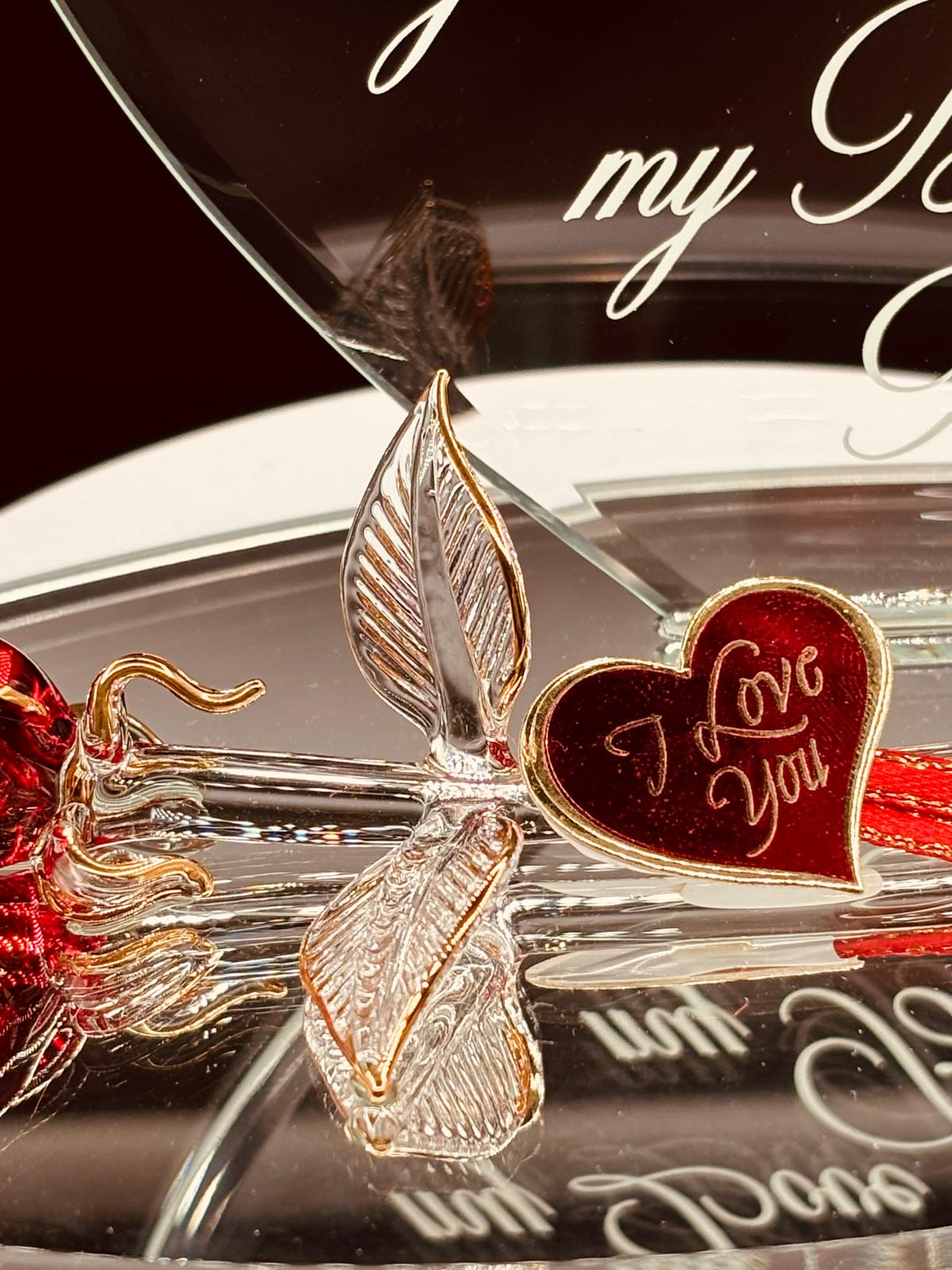 Glass Rose Gift for Wife | Romantic Love Figurine for Anniversary