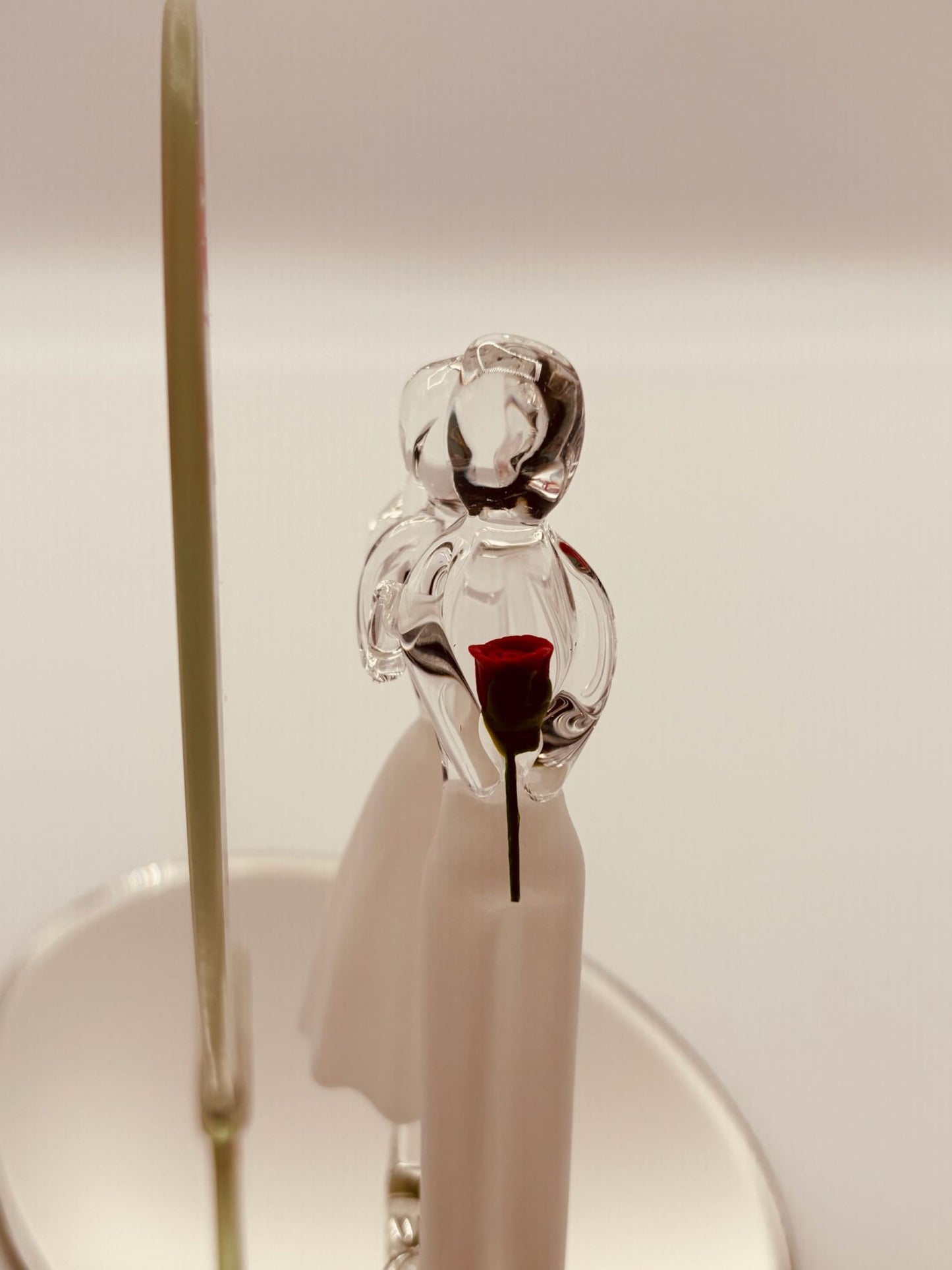 Romantic Couple Glass Figurine with Heart Plaque | Anniversary Gift