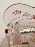 Coming Home Couple Figurine | Handcrafted Glass Romance Decor with Rose and Heart Plate
