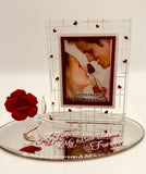 Rose Photo Frame Figurine | Romantic Glass Rose Frame for Love & Memories
