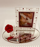 Rose Photo Frame Figurine | Romantic Glass Rose Frame for Love & Memories