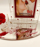 Rose Photo Frame Figurine | Romantic Glass Rose Frame for Love & Memories