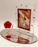 Rose Photo Frame Figurine | Romantic Glass Rose Frame for Love & Memories