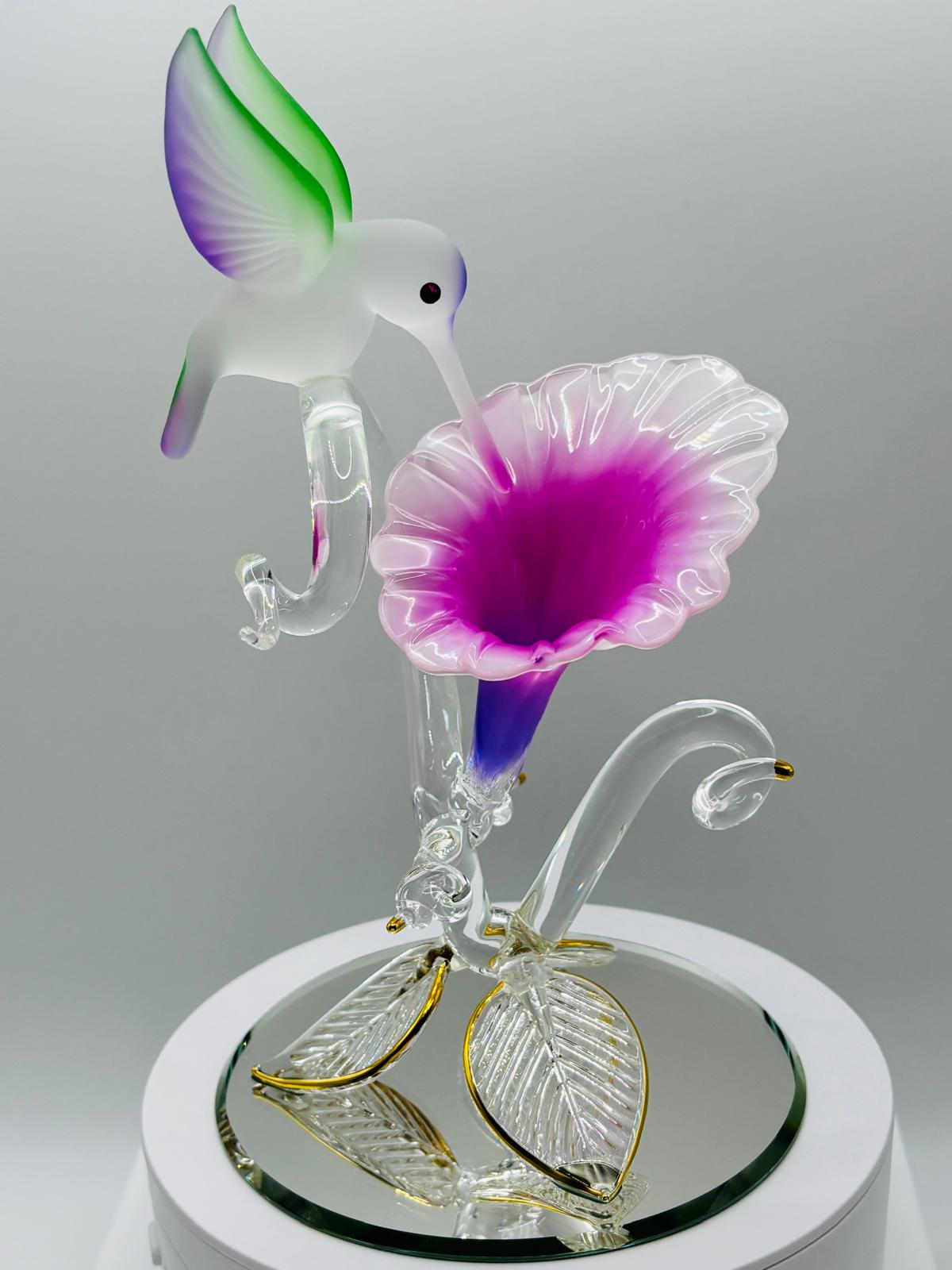 Hummingbird with Fuchsia Flower Figurine | Nature Display Collectible Décor