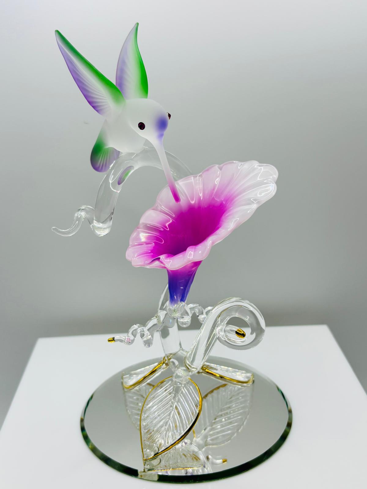Hummingbird with Fuchsia Flower Figurine | Nature Display Collectible Décor